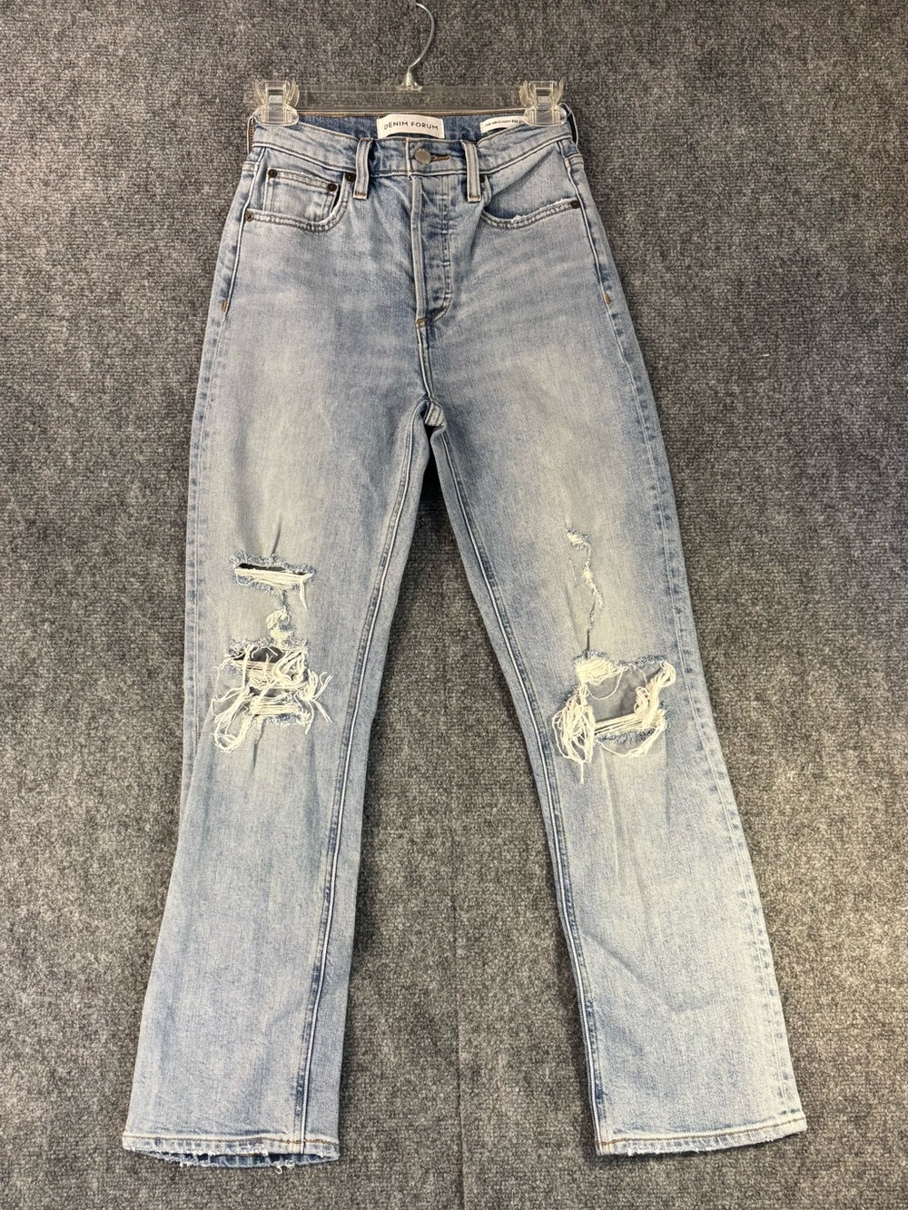 Aritzia Denim Forum Arlo High Rise Straight Leg Distressed Jeans Sz 24 28L